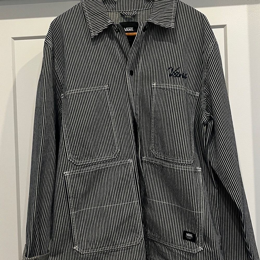 Vans Men's Black and White Striped Jacket